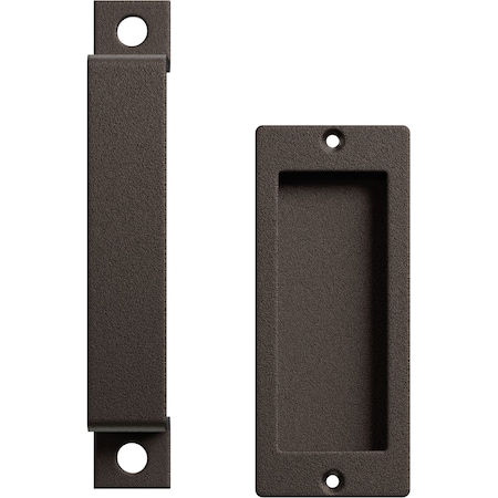 Ekena Millwork 7" Pull Handle & 6" Flush Pull for 1 3/4" Doors, Bronze Texture GB6001PP4076BZ